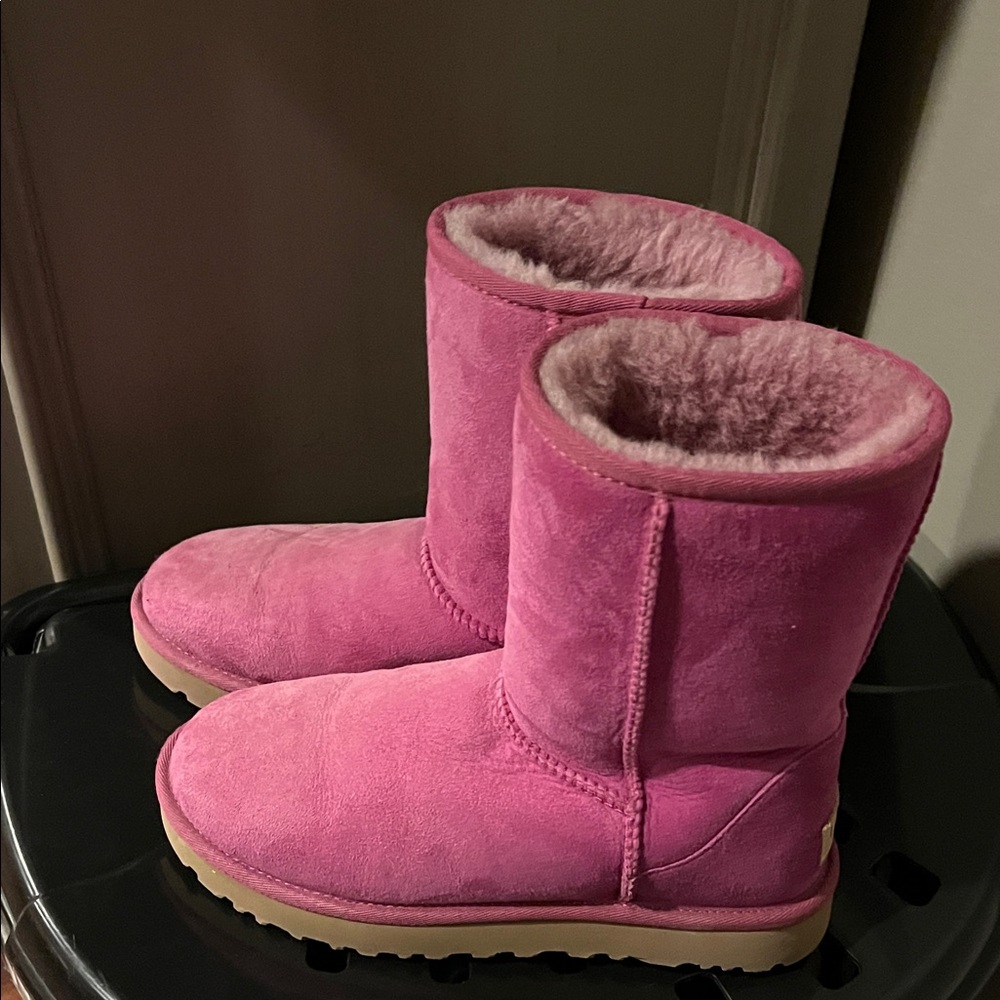 UGG Pink Boots with Tan Sole